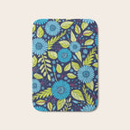 Turquoise Blue, Lime Green, Magenta & Navy Floral Pattern Bath Mat Gallery Image 1