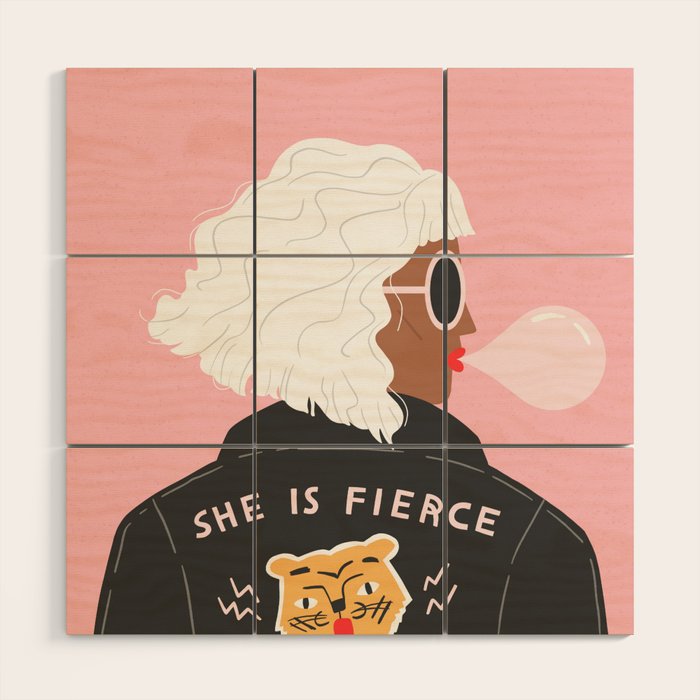 She is Fierce Pink Wood Wall Art Gallery Image 1