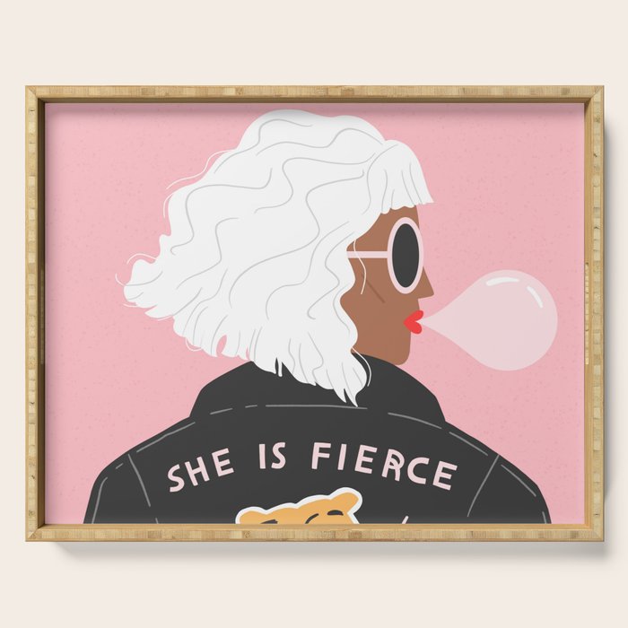 She is Fierce Pink Serving Tray Gallery Image 1