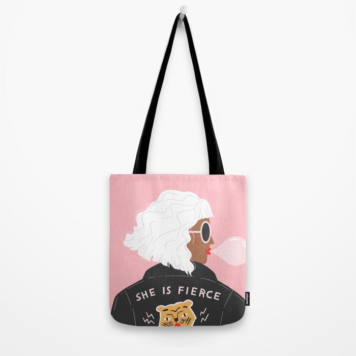 She is Fierce Pink Tote Bag Gallery Image 2