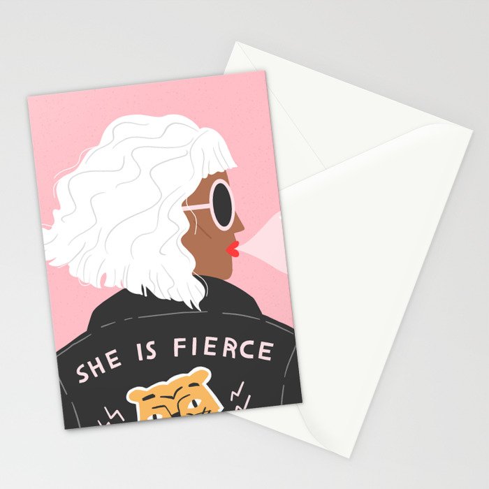 She is Fierce Pink Stationery Card Gallery Image 2