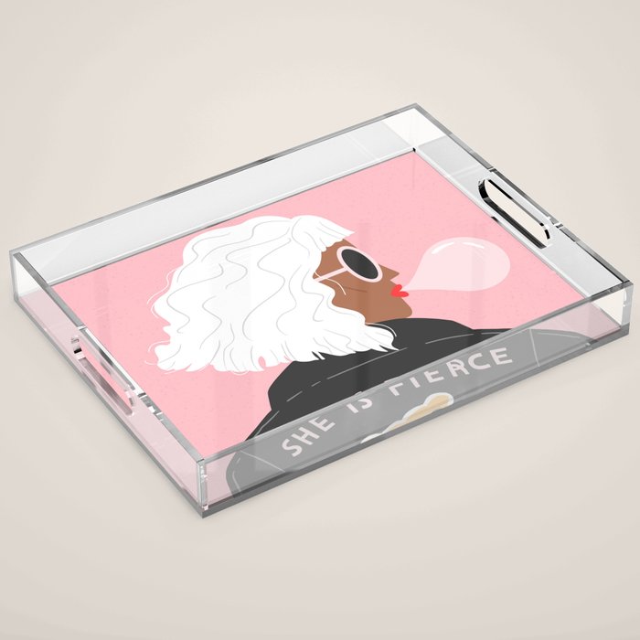 She is Fierce Pink Acrylic Tray Gallery Image 1