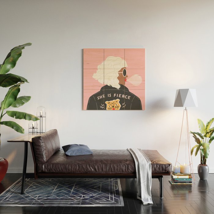 She is Fierce Pink Wood Wall Art Gallery Image 2