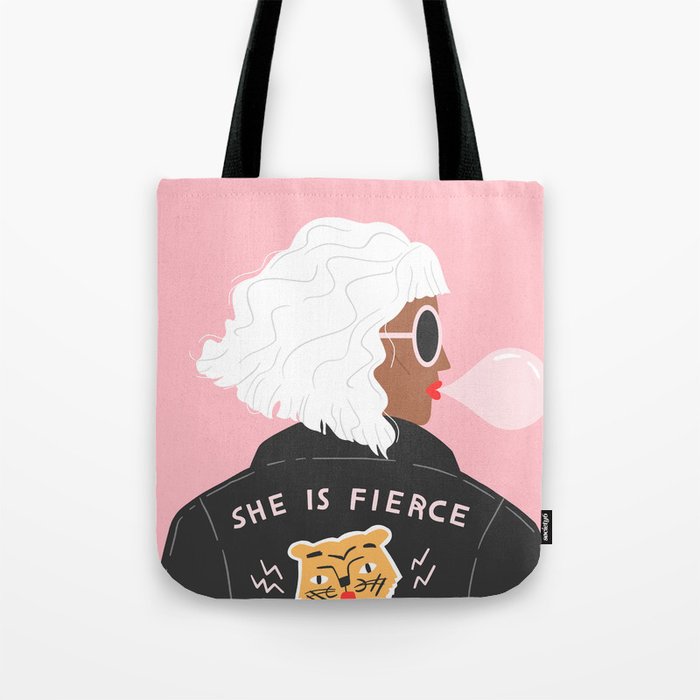She is Fierce Pink Tote Bag