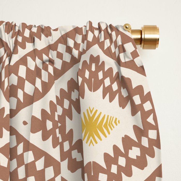 Ikat Hand-cut Pattern 2 Inspired by PANTONE 17 1230 Mocha Mousse Window Curtain Gallery Image 2
