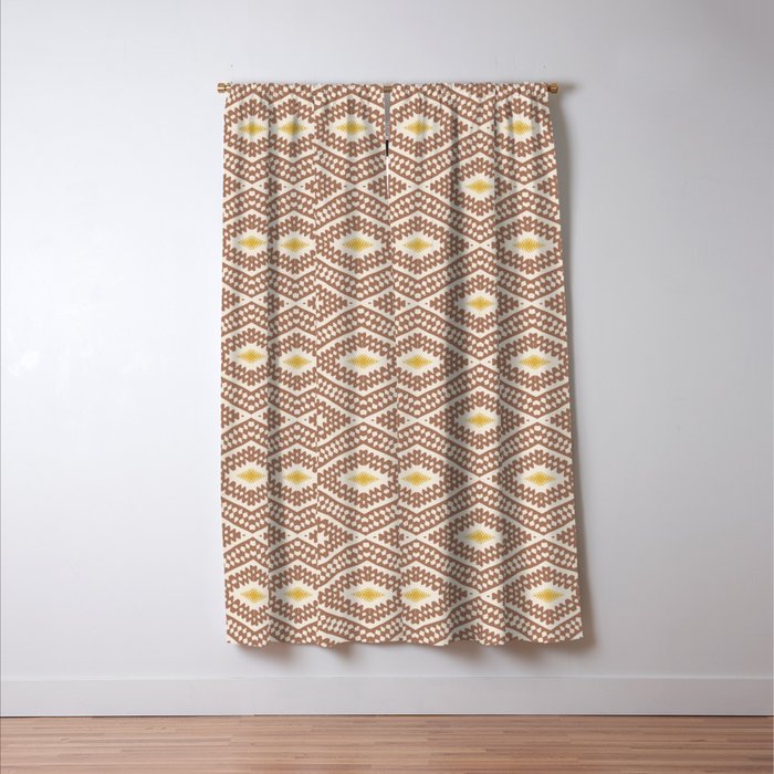 Ikat Hand-cut Pattern 2 Inspired by PANTONE 17 1230 Mocha Mousse Window Curtain Gallery Image 3