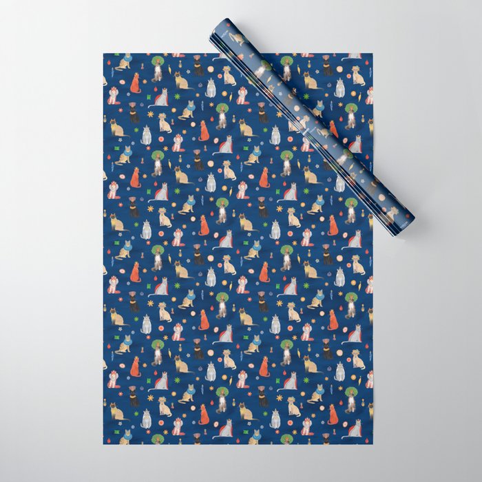 Cat Queens (Blue) Wrapping Paper Gallery Image 1