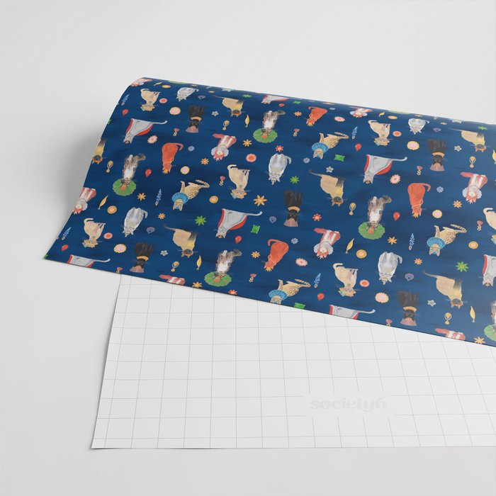 Cat Queens (Blue) Wrapping Paper Gallery Image 2