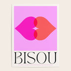 'BISOU' Vibrant Minimal French Love kiss Art Poster Gallery Image 4