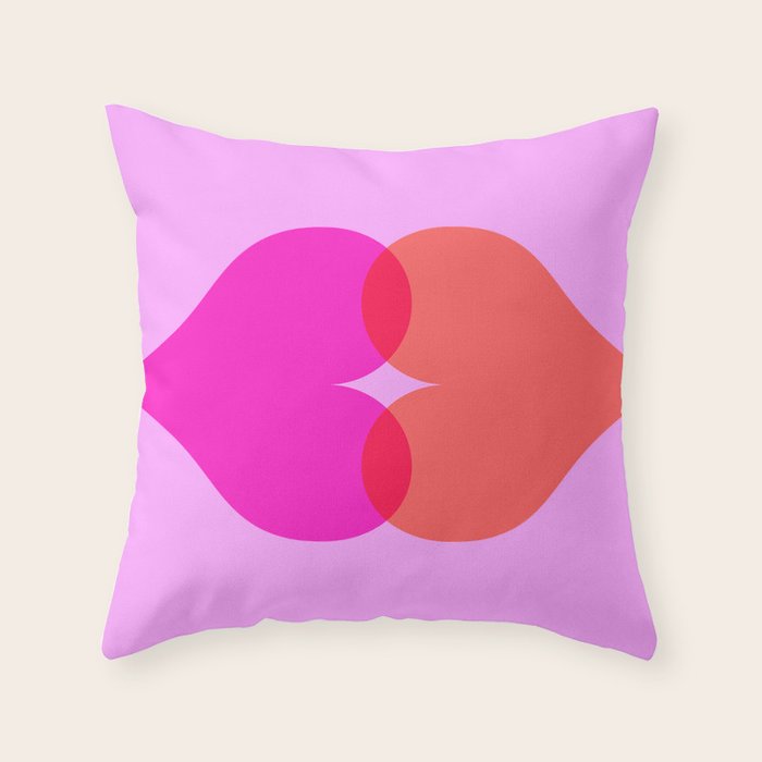 'BISOU' Vibrant Minimal French Love kiss Art Throw Pillow Gallery Image 6
