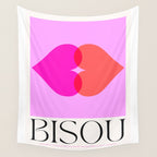 'BISOU' Vibrant Minimal French Love kiss Art Wall Tapestry Gallery Image 4