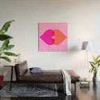 'BISOU' Vibrant Minimal French Love kiss Art Wood Wall Art Gallery Image 2