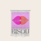 'BISOU' Vibrant Minimal French Love kiss Art Wall Hanging Gallery Image 1