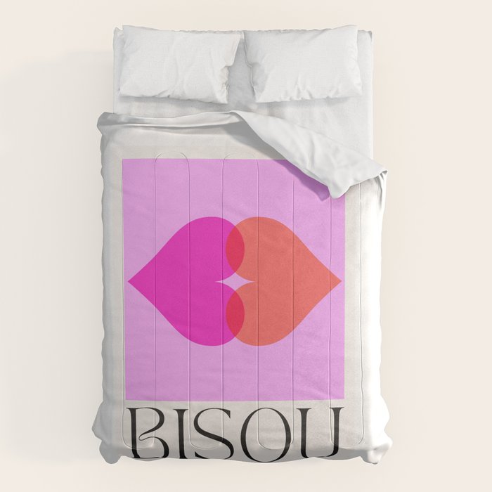'BISOU' Vibrant Minimal French Love kiss Art Comforter Gallery Image 6