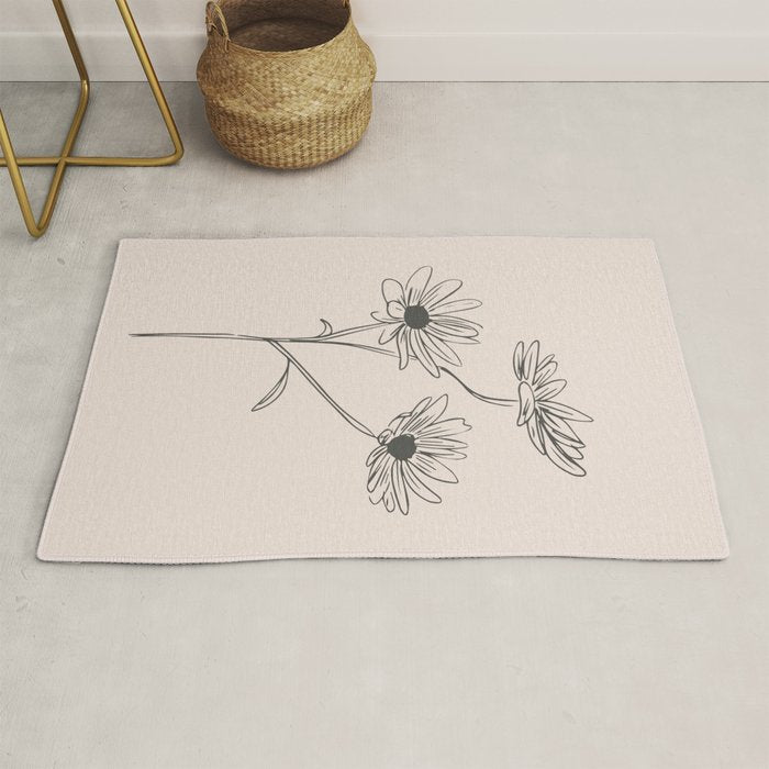 Minimal Line Art Flowers 6 Rug Gallery Image 1
