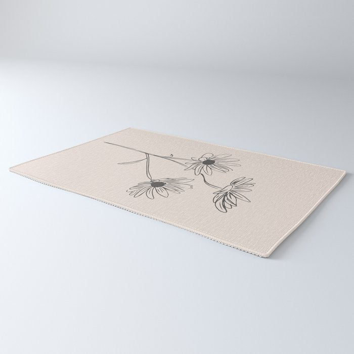 Minimal Line Art Flowers 6 Rug Gallery Image 3