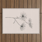 Minimal Line Art Flowers 6 Outdoor Rug Gallery Image 1