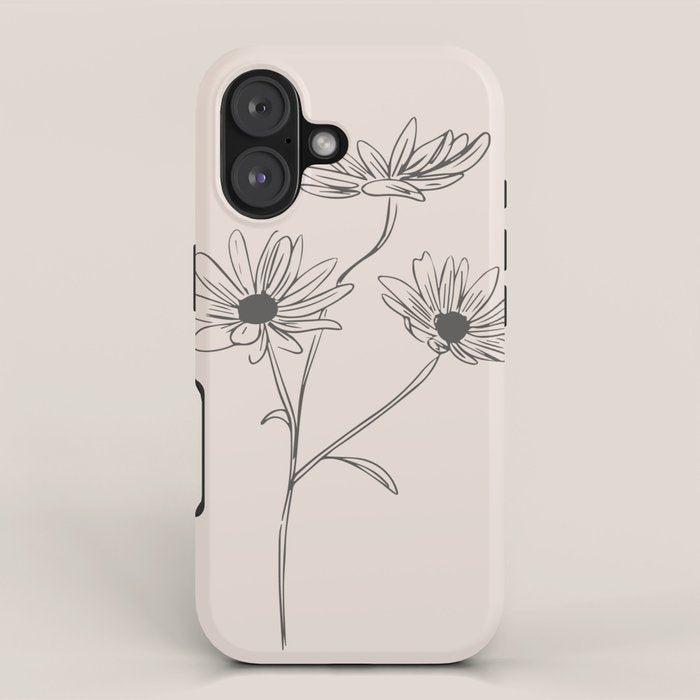 Minimal Line Art Flowers 6 iPhone Case Gallery Image 1