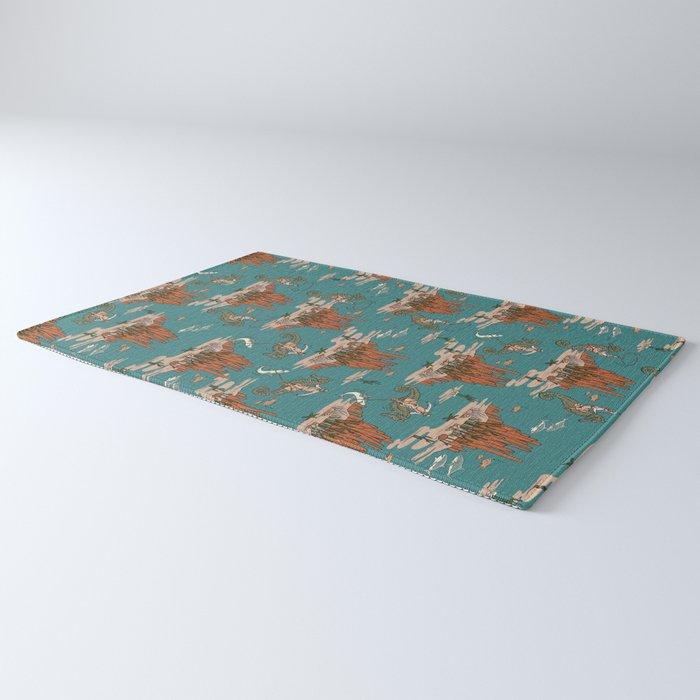 Quirky Western Cowboys on Seahorses Roping Sharks Rug Gallery Image 3