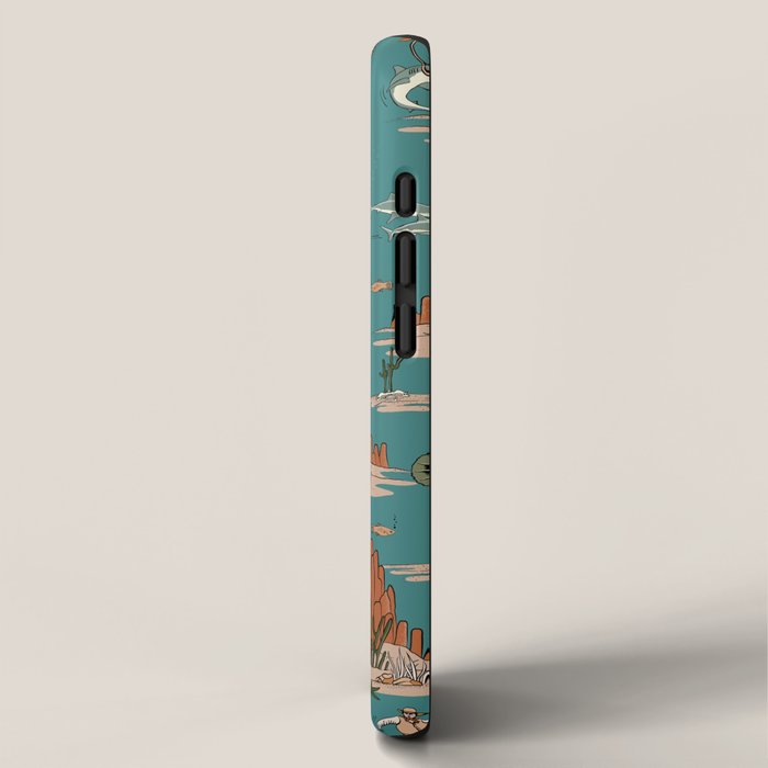 Quirky Western Cowboys on Seahorses Roping Sharks iPhone Case Gallery Image 2