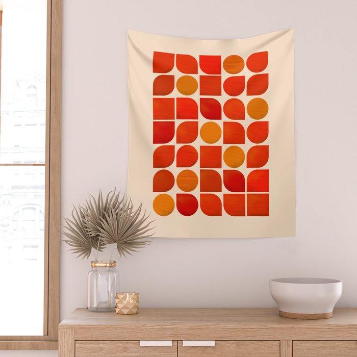 Fun Geometry - Mid-century abstract Wall Tapestry Gallery Image 2