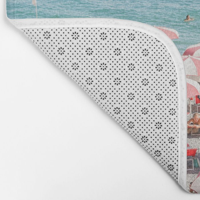 The Red Beach Umbrellas | Amalfi Coast Travel Photography | Europe Summer in Italy in Color Bath Mat Gallery Image 2