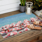 The Red Beach Umbrellas | Amalfi Coast Travel Photography | Europe Summer in Italy in Color Outdoor Rug Gallery Image 2