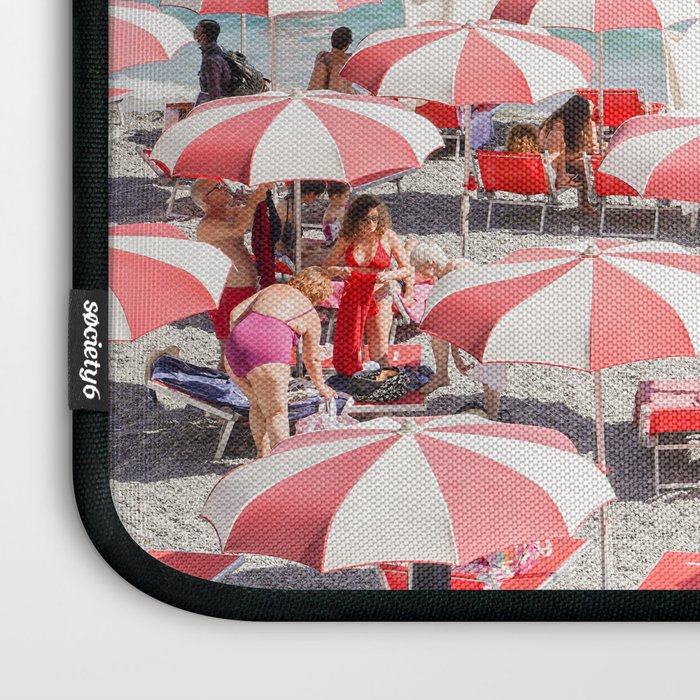 The Red Beach Umbrellas | Amalfi Coast Travel Photography | Europe Summer in Italy in Color Laptop Sleeve Gallery Image 3