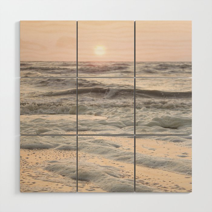 Pastel Tones Ocean In Holland Photo | Dutch Coast Seafoam And Waves Art Print | Travel Photography Wood Wall Art Gallery Image 1