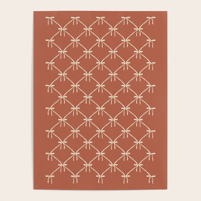 Bows & Ribbons Pattern LVIII Terracotta Orange Poster Gallery Image 1