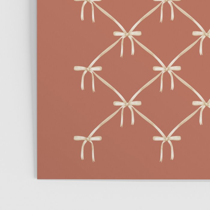Bows & Ribbons Pattern LVIII Terracotta Orange Poster Gallery Image 3