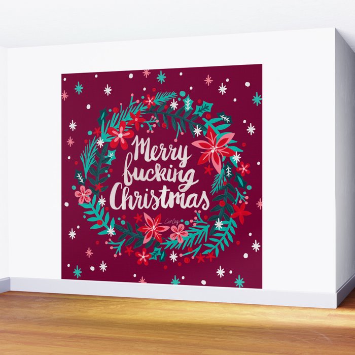 Merry F*cking Christmas - Maroon Wall Mural Gallery Image 2