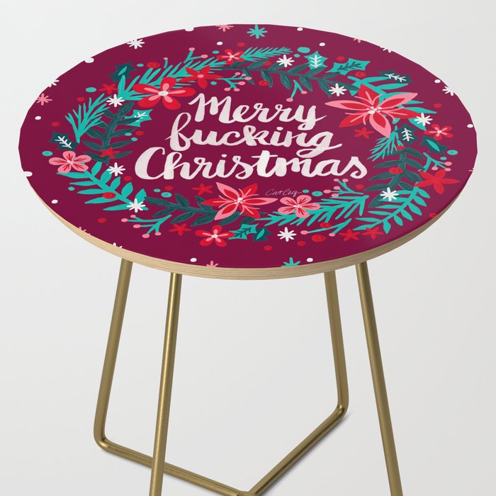 Merry F*cking Christmas - Maroon Side Table Gallery Image 2