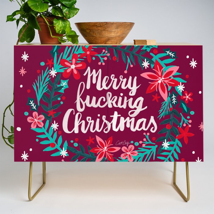 Merry F*cking Christmas - Maroon Credenza Gallery Image 1
