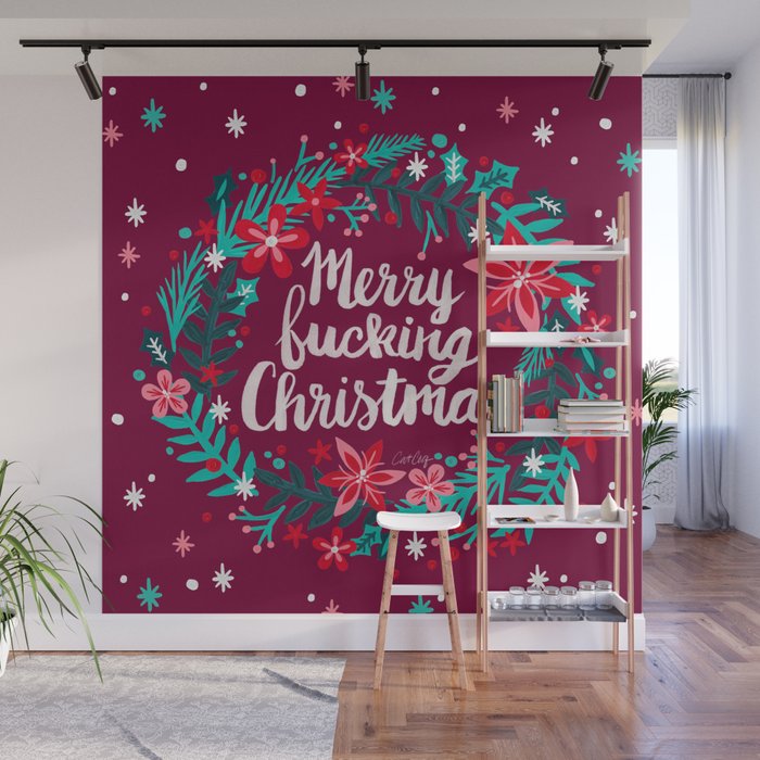 Merry F*cking Christmas - Maroon Wall Mural Gallery Image 1