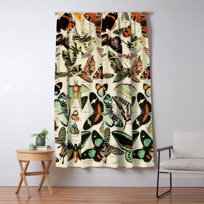 French Vintage Butterflies Chart Adolphe Millot Papillons Larousse Pour Tous Cozy Boho Maximalist Window Curtain Gallery Image 5