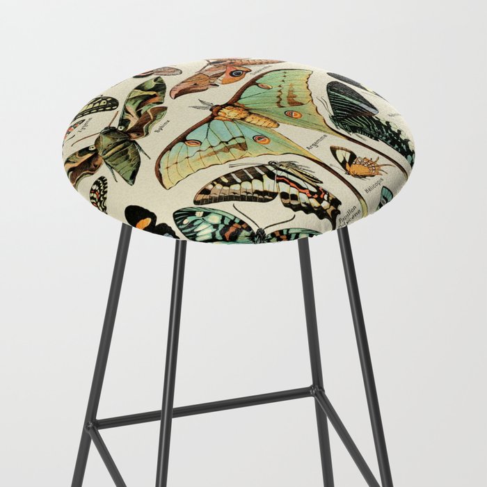 French Vintage Butterflies Chart Adolphe Millot Papillons Larousse Pour Tous Cozy Boho Maximalist Stool Gallery Image 2