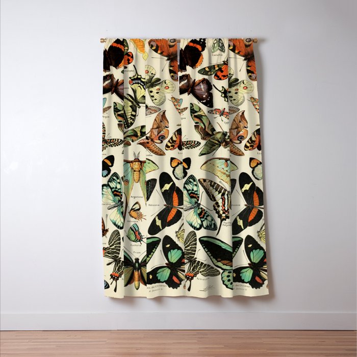 French Vintage Butterflies Chart Adolphe Millot Papillons Larousse Pour Tous Cozy Boho Maximalist Window Curtain Gallery Image 3
