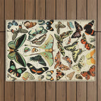 French Vintage Butterflies Chart Adolphe Millot Papillons Larousse Pour Tous Cozy Boho Maximalist Outdoor Rug Gallery Image 1