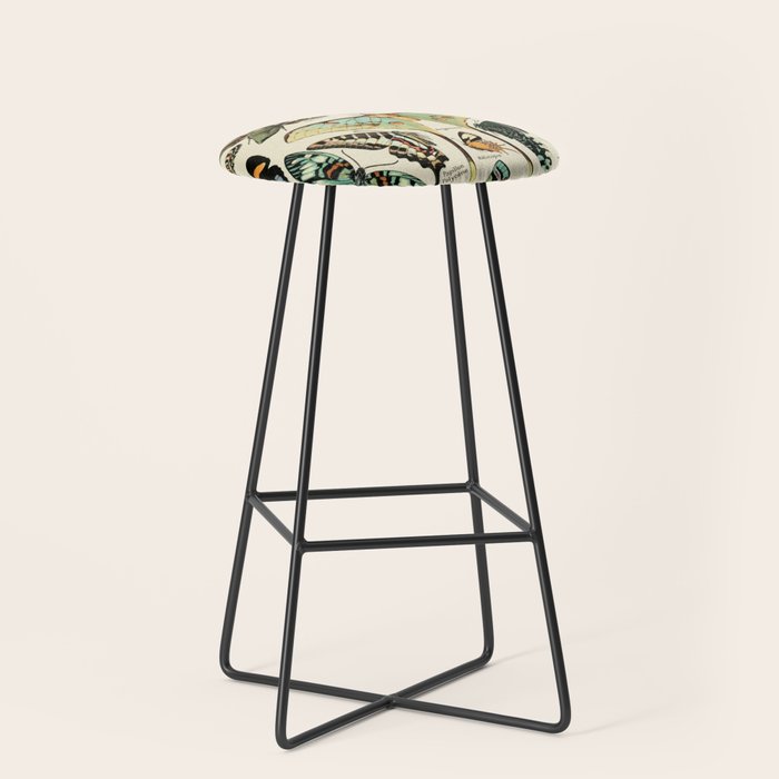 French Vintage Butterflies Chart Adolphe Millot Papillons Larousse Pour Tous Cozy Boho Maximalist Stool Gallery Image 1