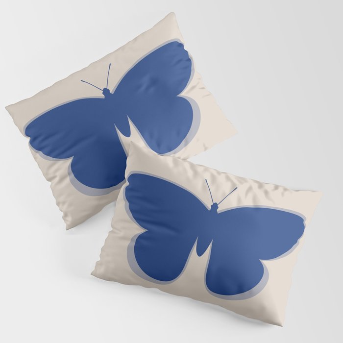 Butterfly Single in Blue and Stone Pillow Sham Gallery Image 3