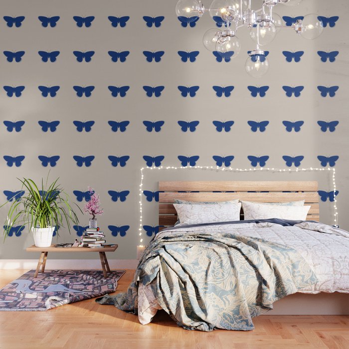 Butterfly Single in Blue and Stone Wallpaper Gallery Image 1