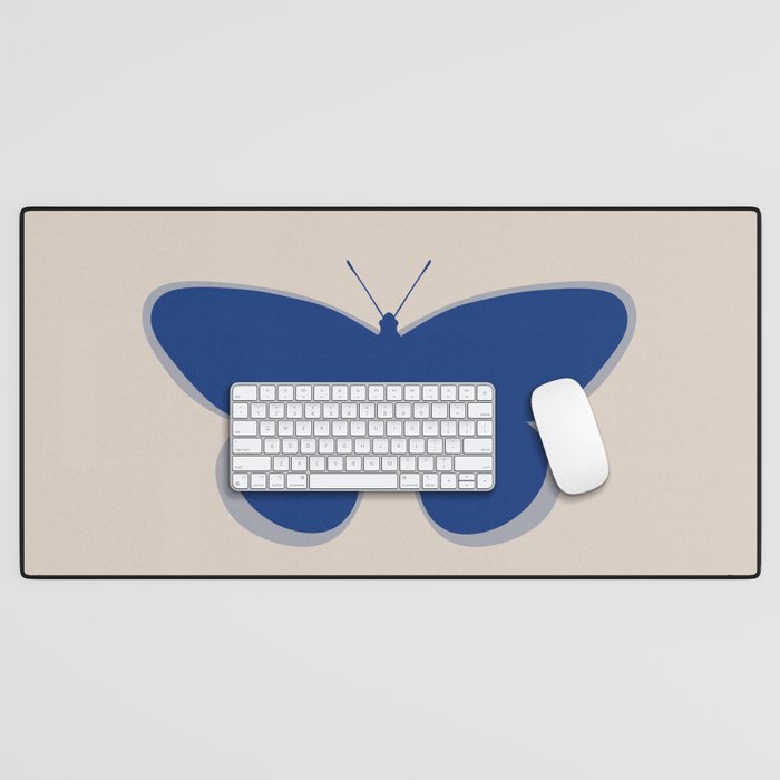 Butterfly Single in Blue and Stone Desk Mat Gallery Image 1