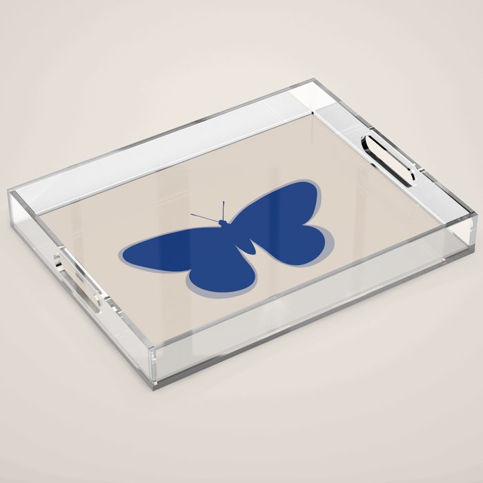 Butterfly Single in Blue and Stone Acrylic Tray Gallery Image 1