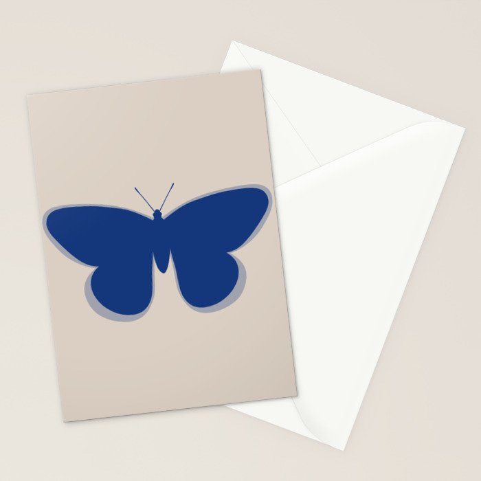 Butterfly Single in Blue and Stone Stationery Card Gallery Image 2