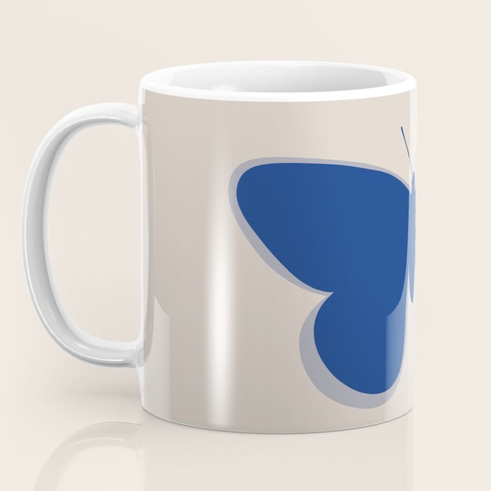 Butterfly Single in Blue and Stone Coffee Mug Gallery Image 3
