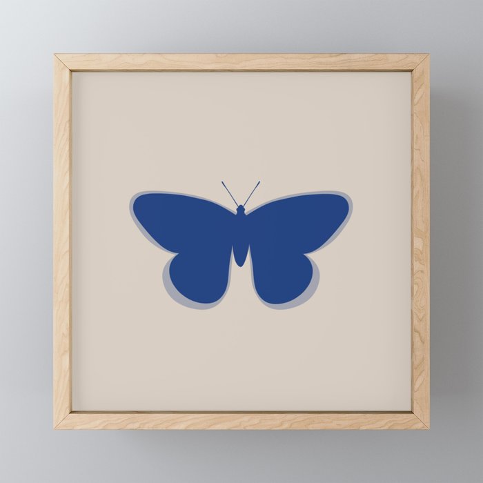 Butterfly Single in Blue and Stone Mini Art Print Gallery Image 1