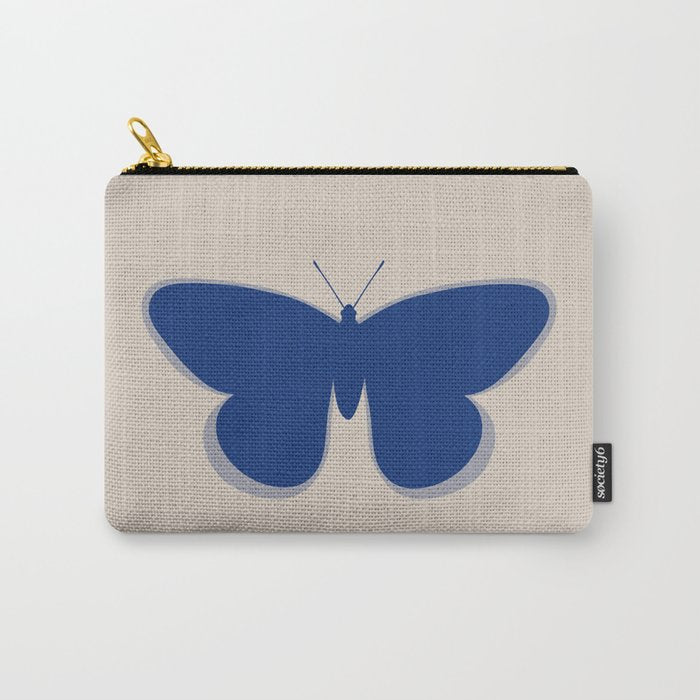 Butterfly Single in Blue and Stone Carry All Pouch Gallery Image 1