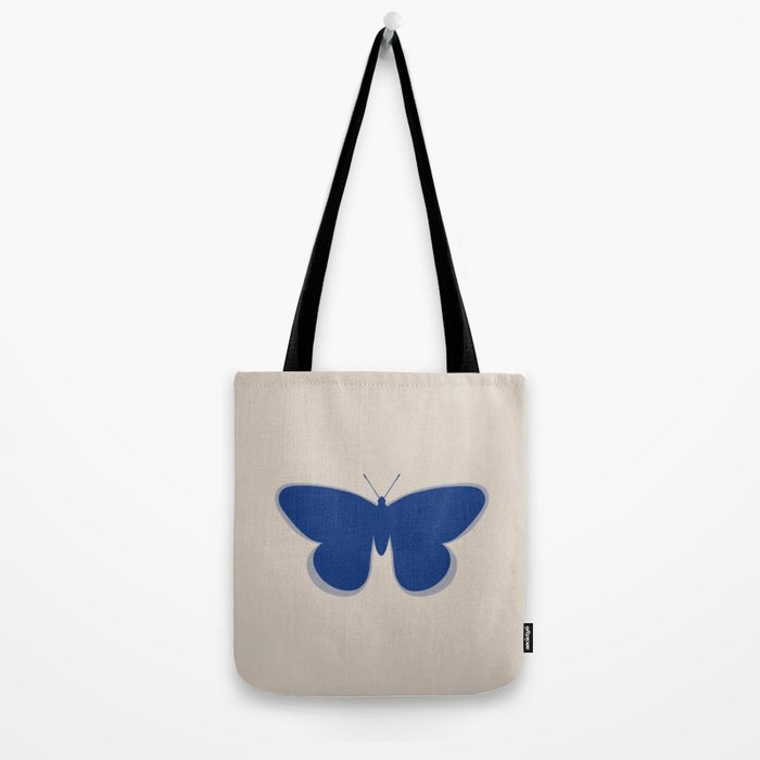 Butterfly Single in Blue and Stone Tote Bag Gallery Image 2