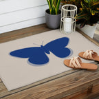 Butterfly Single in Blue and Stone Outdoor Rug Gallery Image 2